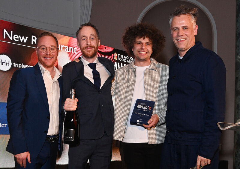 Sean Oakford and Conor Dalton accepting the Best New Restaurant Award for Skof.